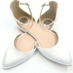 Perfect Bridal Wedding Shoes | Shoes For Dyeing*Tilly Dyeable Satin Ankle Strap Flats (Wide Fit) Ivory