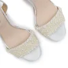 Perfect Bridal Wedding Shoes | High Heel*Willow Satin Pearl Block Heel Platform Sandals Ivory