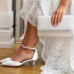 Perfect Bridal Wedding Handbags*Yvette Dyeable Satin and Crystal Clutch Bag Ivory