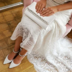 Perfect Bridal Wedding Handbags*Yvette Dyeable Satin and Crystal Clutch Bag Ivory