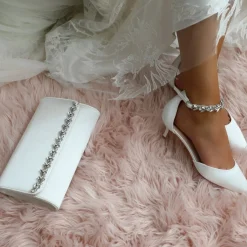 Perfect Bridal Wedding Handbags*Yvette Dyeable Satin and Crystal Clutch Bag Ivory