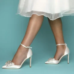 Perfect Bridal Bride Gifts | Shoe Jewellery*Zinnia Crystal Embellished Large Bow Shoe Clips Ivory