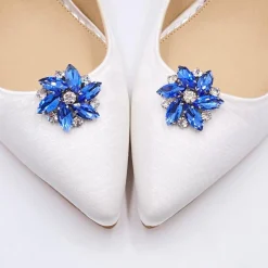 Lace & Favour Something Blue Gifts | Shoe Jewellery*Petal Sapphire Crystal Flower Shoe Clips