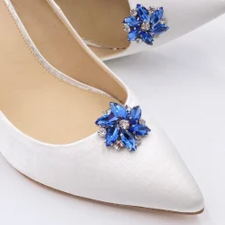 Lace & Favour Something Blue Gifts | Shoe Jewellery*Petal Sapphire Crystal Flower Shoe Clips