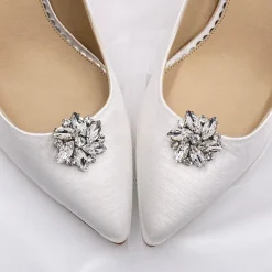 Lace & Favour Bride Gifts | Shoe Jewellery*Petal Silver Crystal Flower Shoe Clips