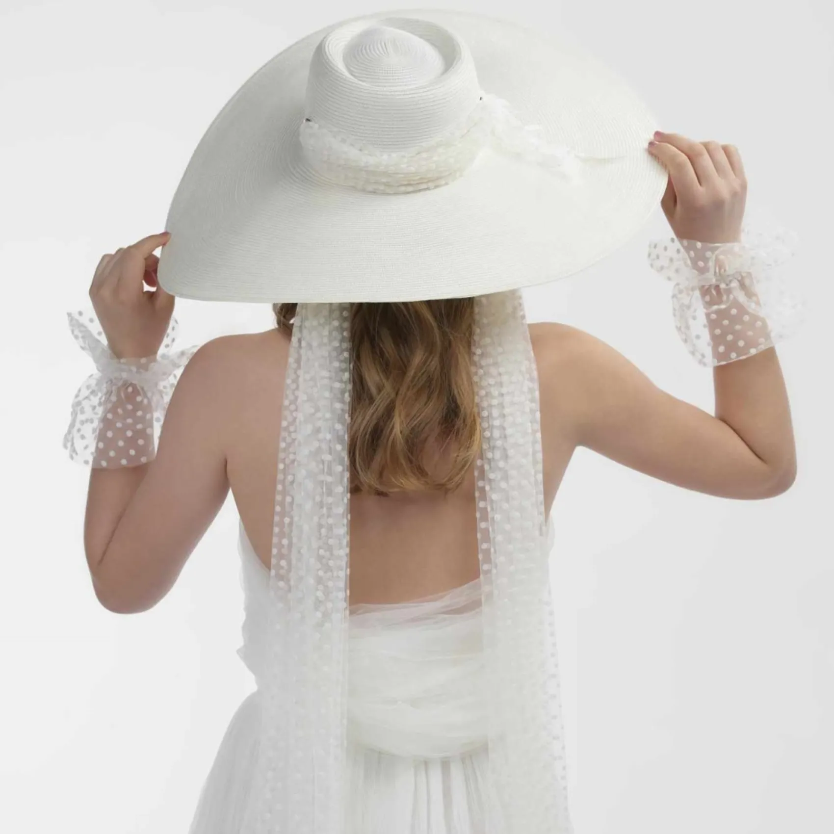 Poirier Bridal Hats*Poppy Vintage Bridal Hat with Polka Dot Veil Ivory