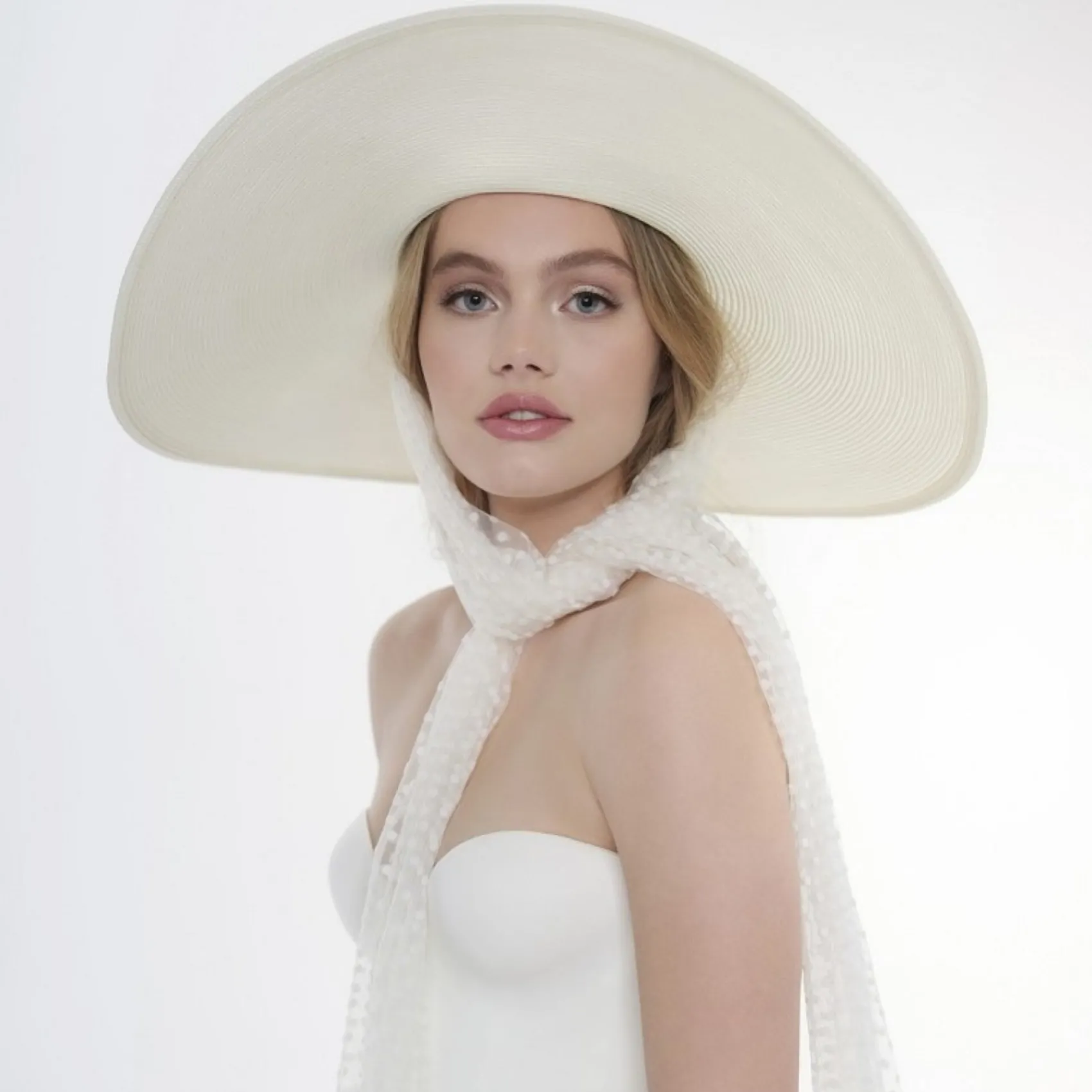 Poirier Bridal Hats*Poppy Vintage Bridal Hat with Polka Dot Veil Ivory