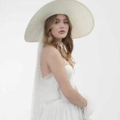 Poirier Bridal Hats*Poppy Vintage Bridal Hat with Polka Dot Veil Ivory