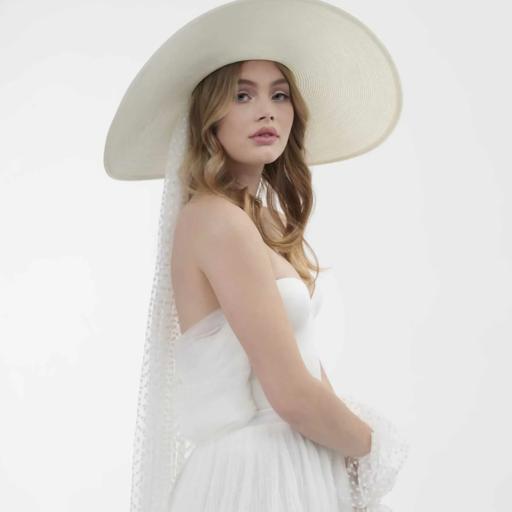 Poirier Bridal Hats*Poppy Vintage Bridal Hat with Polka Dot Veil Ivory