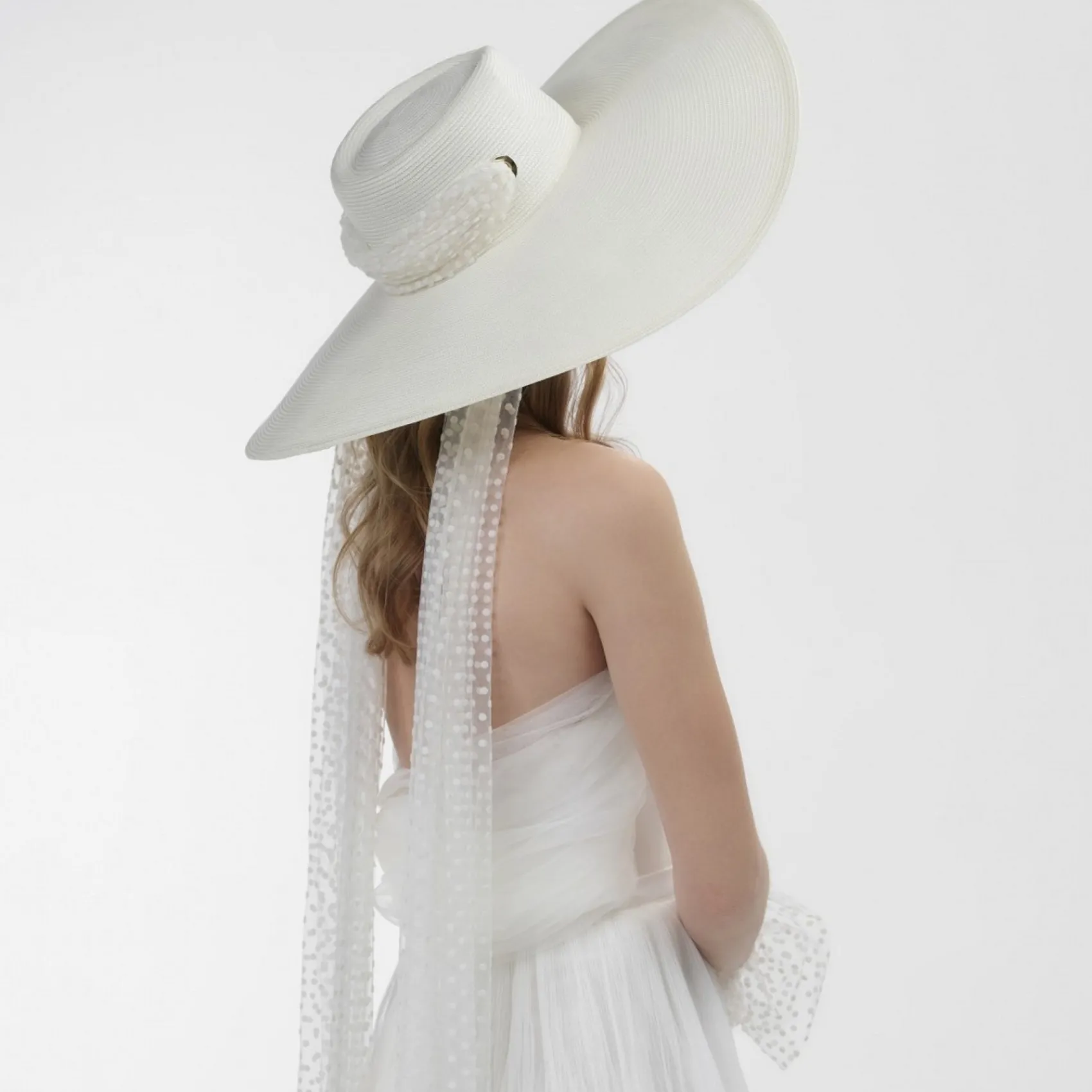 Poirier Bridal Hats*Poppy Vintage Bridal Hat with Polka Dot Veil Ivory