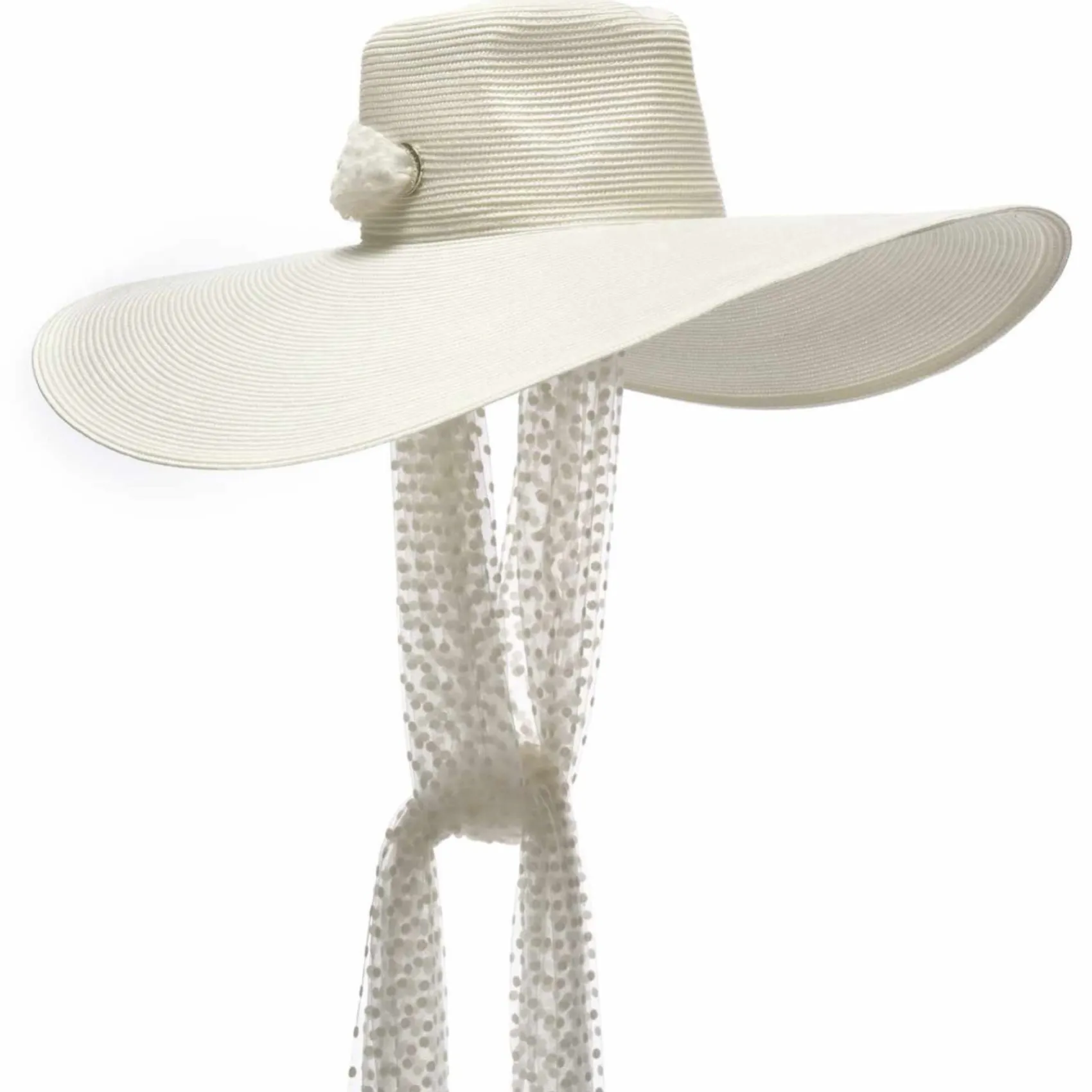 Poirier Bridal Hats*Poppy Vintage Bridal Hat with Polka Dot Veil Ivory