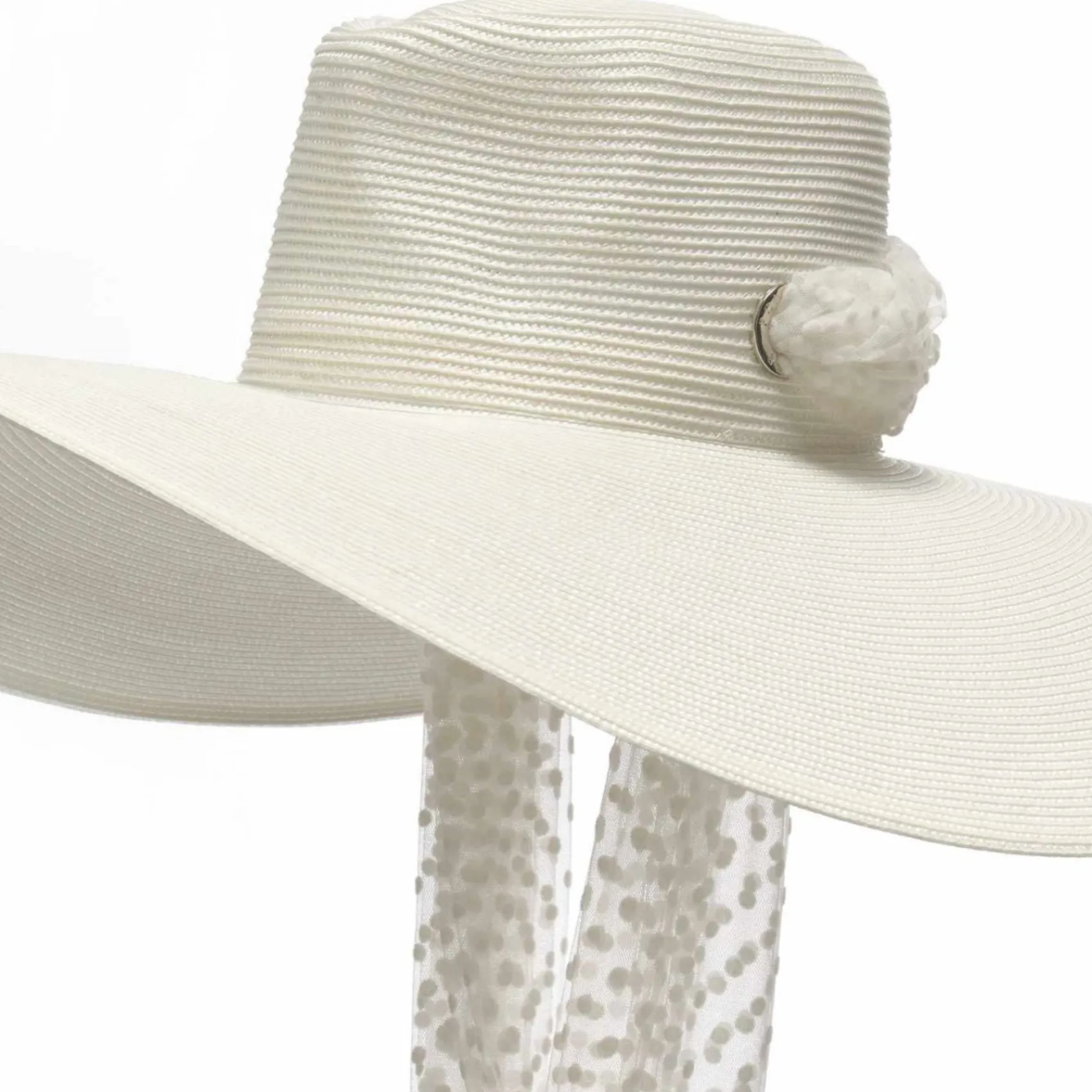 Poirier Bridal Hats*Poppy Vintage Bridal Hat with Polka Dot Veil Ivory