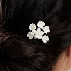 Lace & Favour Pearl Hair Accessories | Silver Hair Accessories*Posy Pearl Flowers Bridal Hair Pin Ivory
