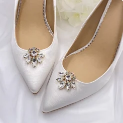Lace & Favour Bride Gifts | Shoe Jewellery*Precious Gold Crystal Shoe Clips
