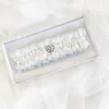 Boudoir Couture Something Blue Gifts | Bride Gifts*Promise Blue and Ivory Lace Garter with Pearl and Crystal Brooch Blue/ Ivory