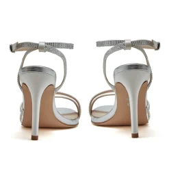 Rainbow Club Sparkly Prom Shoes | Silver Prom Shoes*R Collection Adele Satin Diamante Embellished Wedding Sandals Ivory