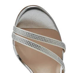 Rainbow Club Sparkly Prom Shoes | Silver Prom Shoes*R Collection Adele Satin Diamante Embellished Wedding Sandals Ivory