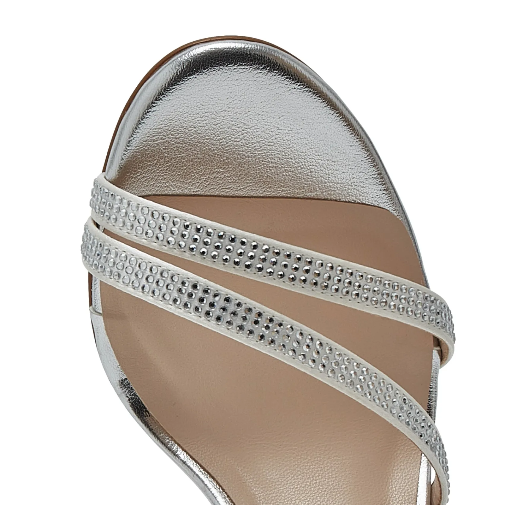 Rainbow Club Sparkly Prom Shoes | Silver Prom Shoes*R Collection Adele Satin Diamante Embellished Wedding Sandals Ivory