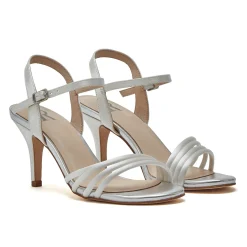 Rainbow Club White Prom Shoes | Prom Sandals*R Collection Dakota Satin Mid Heel Strappy Sandals Ivory