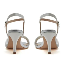 Rainbow Club White Prom Shoes | Prom Sandals*R Collection Dakota Satin Mid Heel Strappy Sandals Ivory