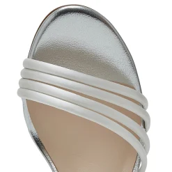 Rainbow Club White Prom Shoes | Prom Sandals*R Collection Dakota Satin Mid Heel Strappy Sandals Ivory