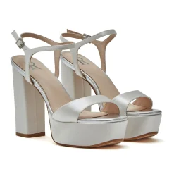 Rainbow Club White Prom Shoes | Prom Sandals*R Collection Jasmine Satin High Block Heel Chunky Platforms Ivory