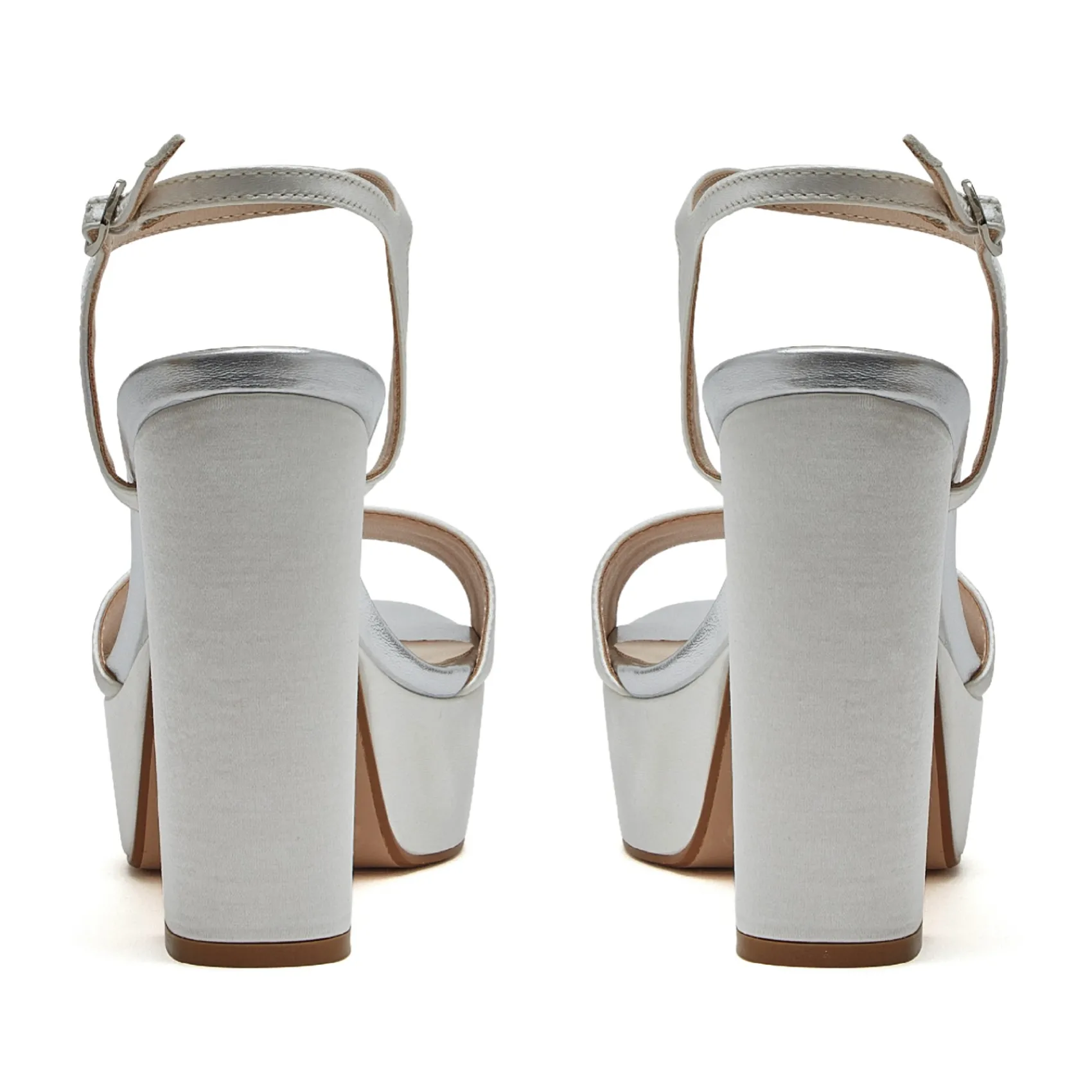 Rainbow Club White Prom Shoes | Prom Sandals*R Collection Jasmine Satin High Block Heel Chunky Platforms Ivory