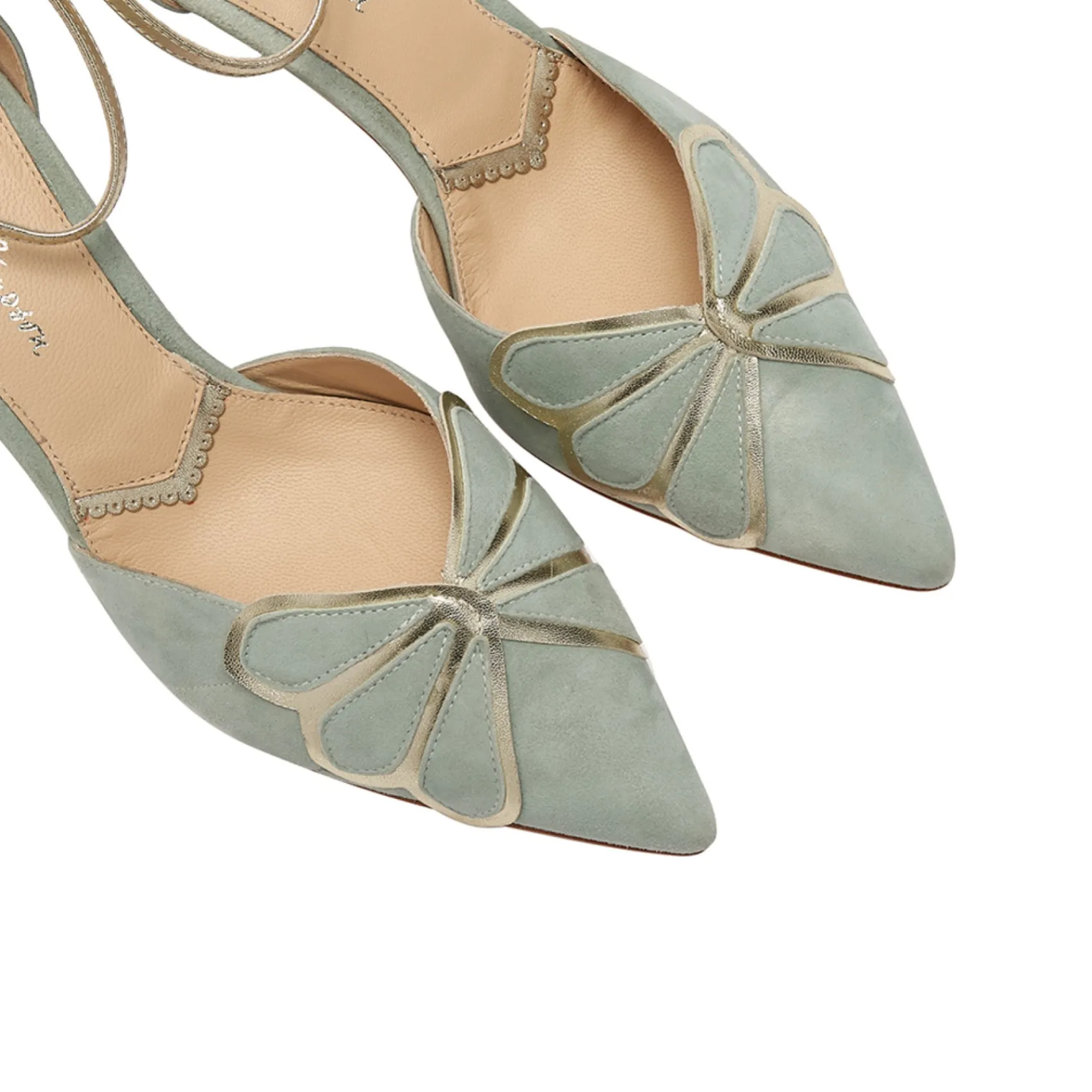 Rachel Simpson Wedding Guest Shoes | Mother Of The Bride Shoes*Anais Suede Low Heel Ankle Strap Court Shoes Mint