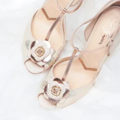 Rachel Simpson Wedding Shoes | Designer Wedding Shoes*Gabriella Leather T-Bar Wedding Shoes Blush Ivory