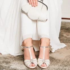 Rachel Simpson Wedding Shoes | High Heel*Mimosa Leather Vintage T-Bar Wedding Shoes Ivory