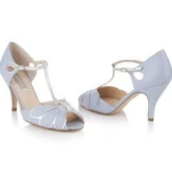 Rachel Simpson Wedding Guest Shoes | Wedding Shoes*Mimosa Leather Vintage T-Bar Wedding Shoes Powder Blue