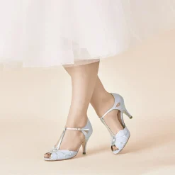 Rachel Simpson Wedding Guest Shoes | Wedding Shoes*Mimosa Leather Vintage T-Bar Wedding Shoes Powder Blue