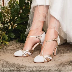 Rachel Simpson Wedding Guest Shoes | Wedding Shoes*Paloma Suede Vintage T-Bar Shoes Ivory