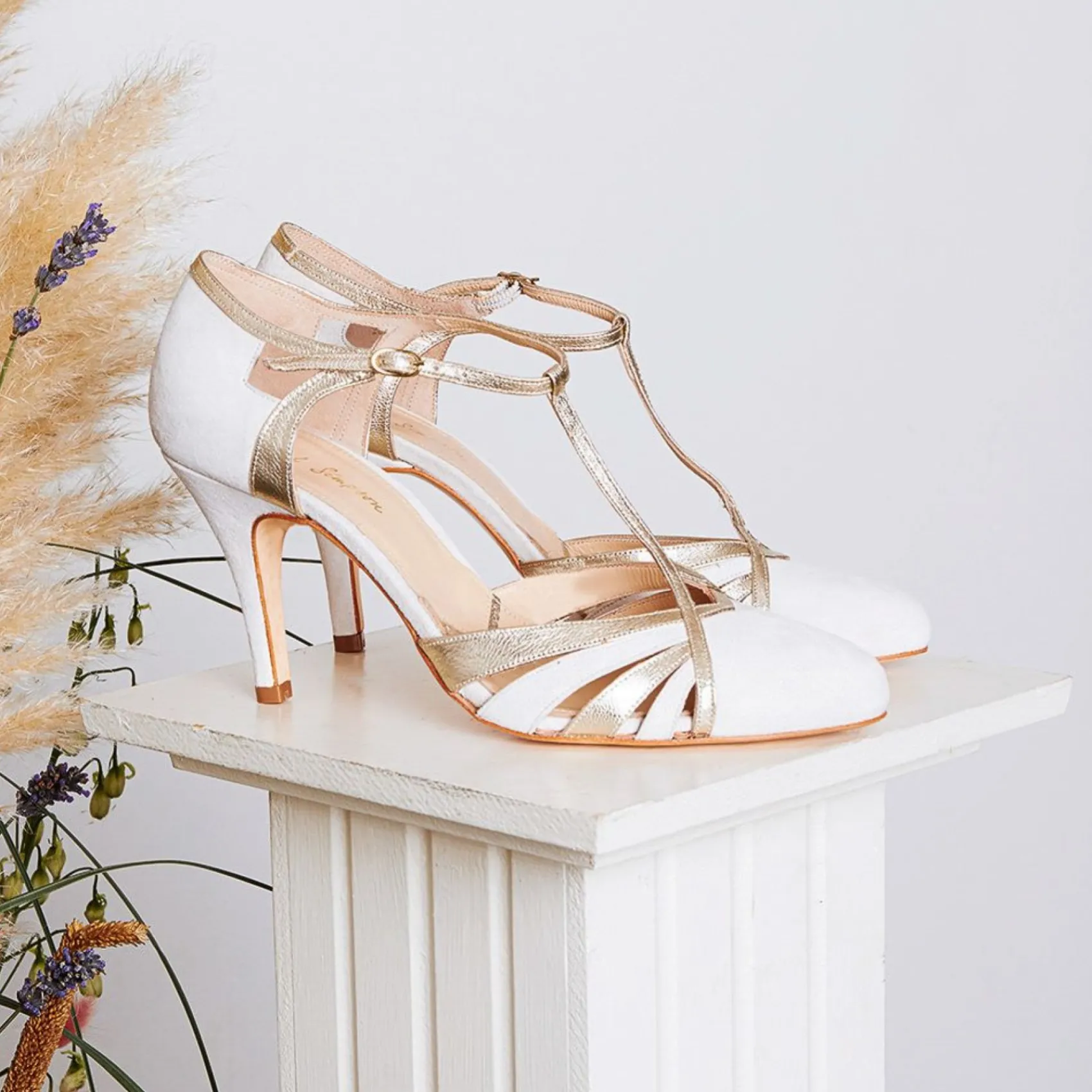 Rachel Simpson Wedding Guest Shoes | Wedding Shoes*Paloma Suede Vintage T-Bar Shoes Ivory