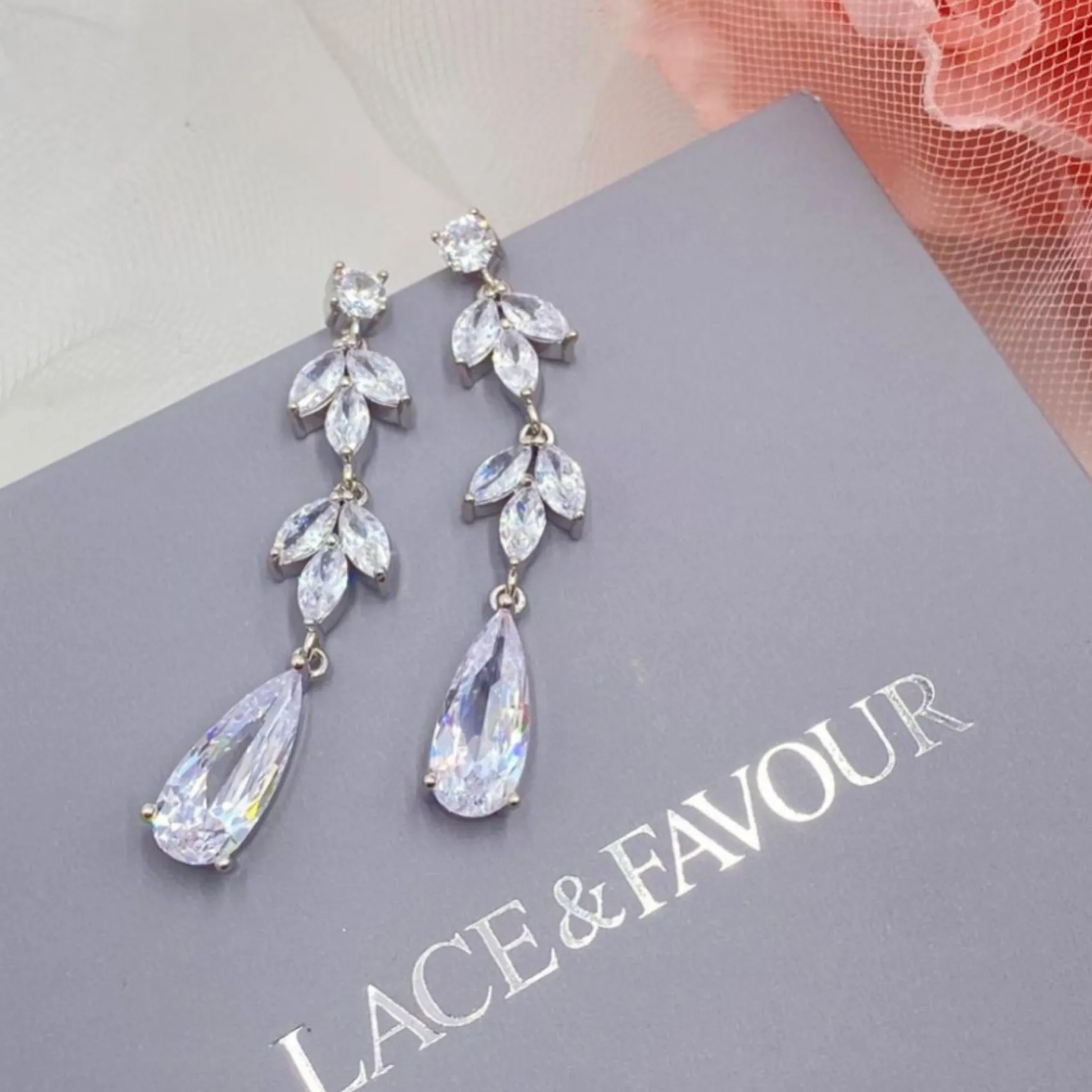 Lace & Favour Silver Prom Jewellery | Prom Earrings*Radiance Long Cubic Zirconia Drop Earrings Silver