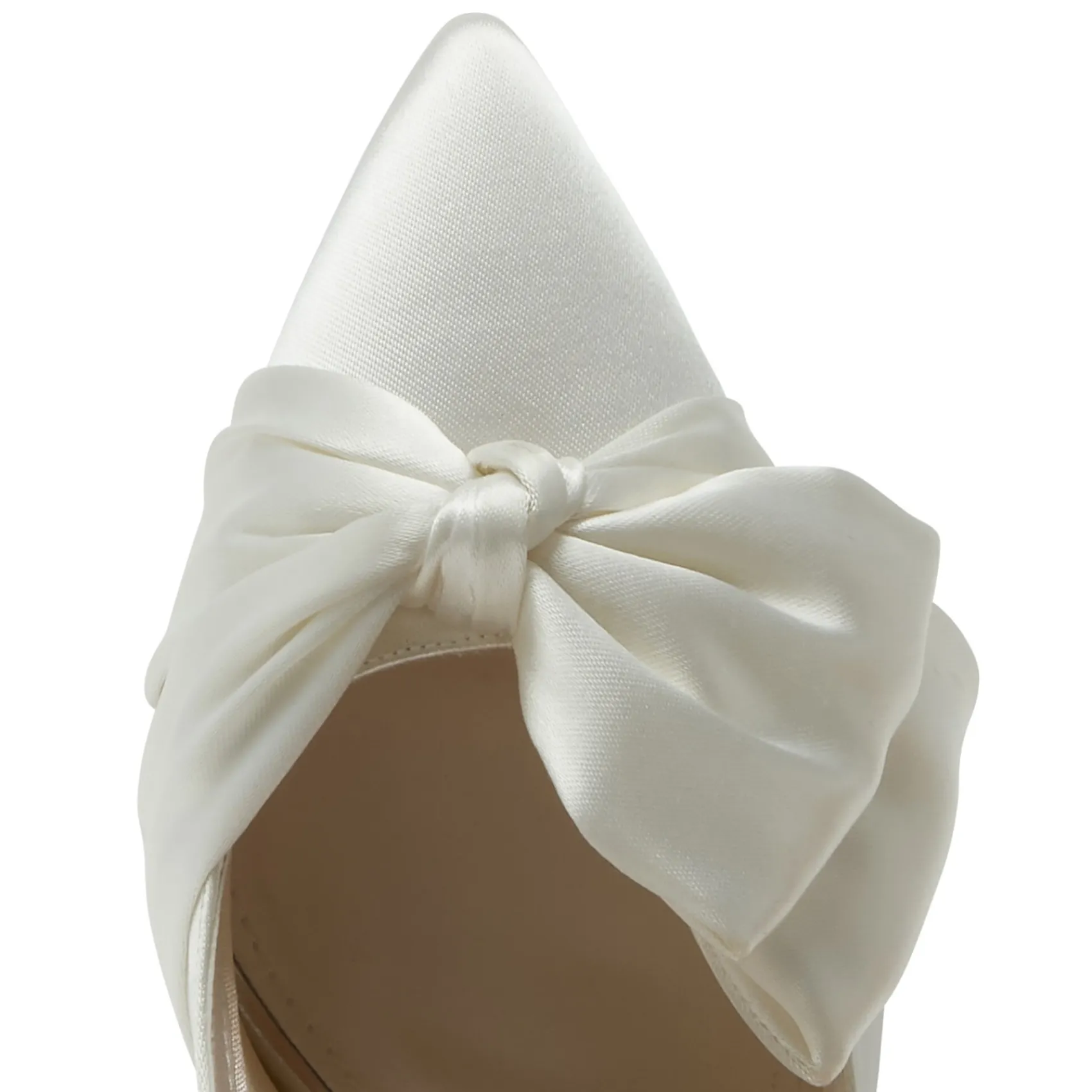 Rainbow Club Wedding Shoes | Mid Heel*Arabella Satin Asymmetric Bow Mid Heel Court Shoes Ivory