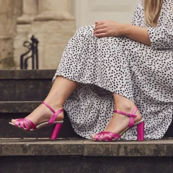Rainbow Club Wedding Guest Shoes | Bridesmaid Shoes*Blake Dyeable Satin Block Heel Strappy Sandals Ivory