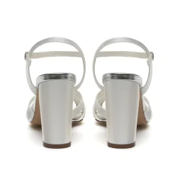 Rainbow Club Wedding Guest Shoes | Bridesmaid Shoes*Blake Dyeable Satin Block Heel Strappy Sandals Ivory