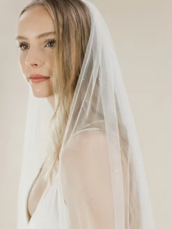 Rainbow Club Single Tier Veils | Chapel Length & Cathedral Veils*Blazing Star Scattered Diamante Long Veil Ivory