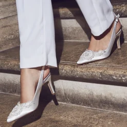 Rainbow Club Mother Of The Bride Shoes | Wedding Shoes*Bridgitte Satin Embellished Pointed Court Shoes Ivory