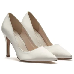Rainbow Club Wedding Shoes | High Heel*Coco Dyeable Satin Pointed Court Shoes Ivory