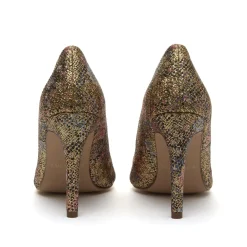 Rainbow Club Wedding Guest Shoes | Mother Of The Bride Shoes*Coco Glitter Bomb Floral Pointed Court Shoes Gold