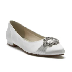 Rainbow Club Wedding Shoes | Shoes For Dyeing*Dulcie Dyeable Satin Pumps with Crystal Brooch Ivory