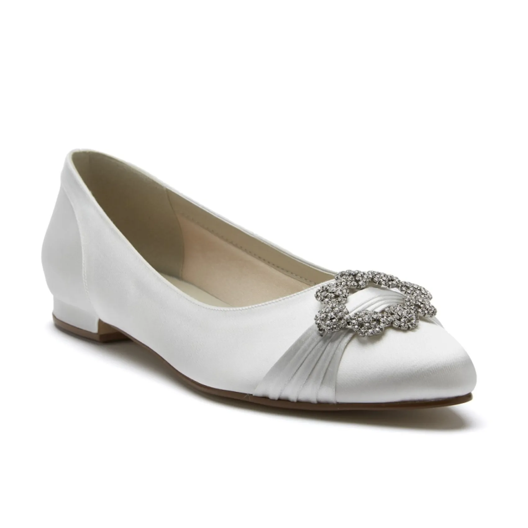 Rainbow Club Wedding Shoes | Shoes For Dyeing*Dulcie Dyeable Satin Pumps with Crystal Brooch Ivory