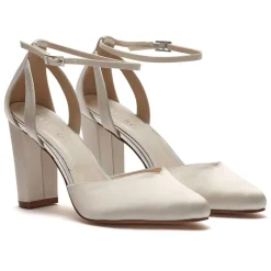 Rainbow Club Wedding Shoes | High Heel*Eve Dyeable Satin Ankle Strap Block Heels Ivory