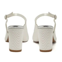 Rainbow Club Mother Of The Bride Shoes | Bridesmaid Shoes*Faith Dyeable Satin Wide Fit Slingback Block Heels Ivory