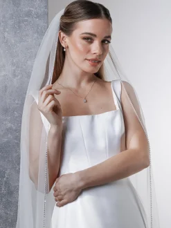 Rainbow Club Single Tier Veils | Chapel Length & Cathedral Veils*Flame Diamante Edge Chapel Length Veil | Flame Veil Ivory