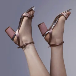 Rainbow Club Wedding Guest Shoes | Bridesmaid Shoes*Florence Satin Mid Block Heel Sandals w Pearl Ivory