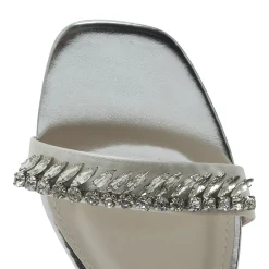 Rainbow Club Sparkly Prom Shoes | White Prom Shoes*Freya Dyeable Satin Sparkly Flat Sandals Ivory