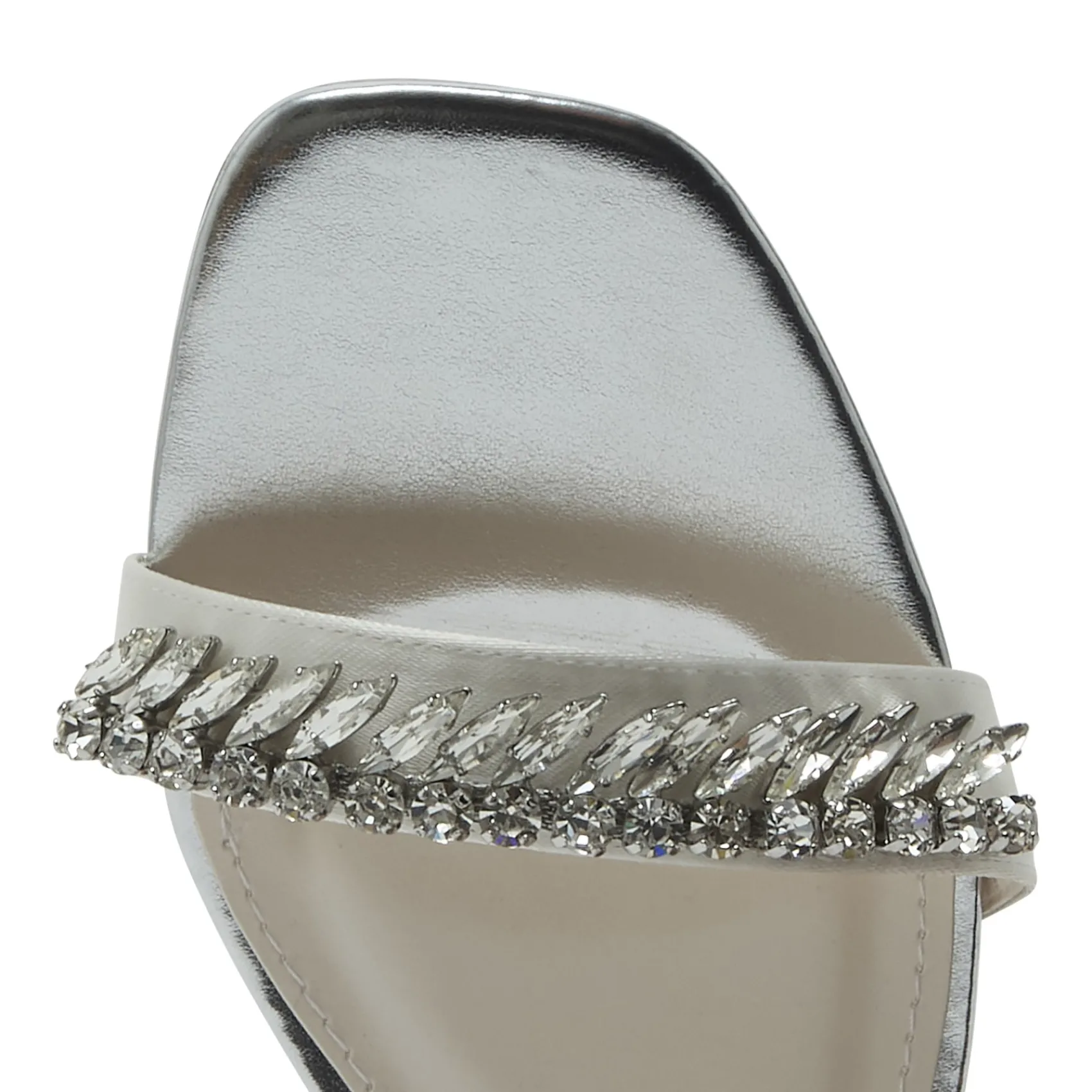 Rainbow Club Sparkly Prom Shoes | White Prom Shoes*Freya Dyeable Satin Sparkly Flat Sandals Ivory